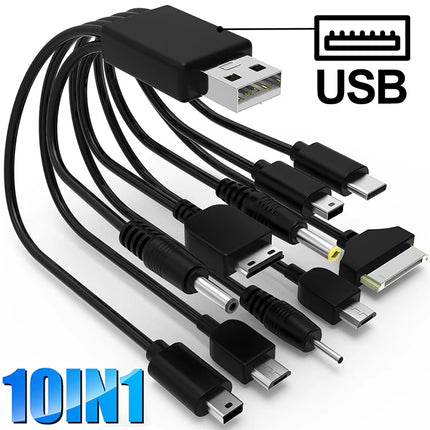 10In1 USB to Multi-ports USB Cable Universal Phone Charging Cable Multi-head Charging Cable Cord For Samsung Nokia - product
