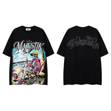Contrast Color Embroidery Striped Polo Tshirts for Men and Women Shinning Diamond Cotton Loose Summer Tshirts Oversized