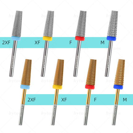 HYTOOS 5 in 1 Nail Drill Bits 16mm Flat Top Tapered Carbide Nail Bit Remove Gel Tool Electric Drills File Manicure Accessories