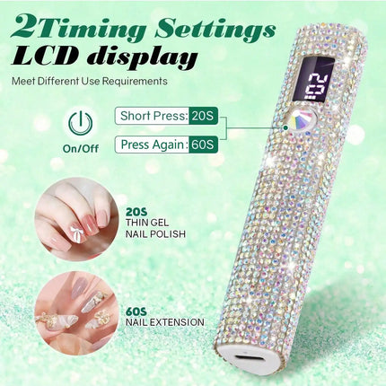 1pc Mini UV LED Nail Lamp, Portable, Suitable For Nail Polish Gel, Fast Drying, Rechargeable Curing UV Light With LED Display, Nail Art Tool