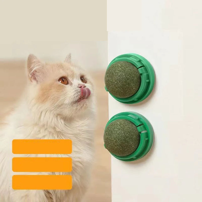 The Catnip Cat Wall Stick-on Ball Toy Scratchers Treats Healthy Natural Removes Balls to Promote - product image 2
