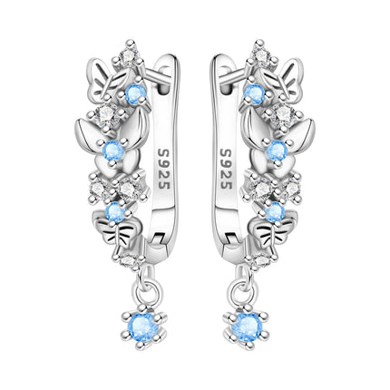 Orstarry 925 Sterling Silver Blue Zircon Starry Sky Earring Original Jewelry Hoop Earrings Women Jewelry Party Trendy Gifts