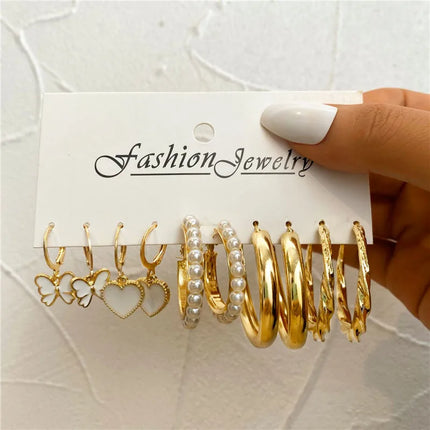 YOBEST Big Gold and Silver Color Heart Earrings for Women, Butterfly Dangle Earring Set, Female Jewelry Gifts, New Fashion, 2025