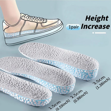 Heightening Running Insole for Shoes PU Popped Rice Particle Foam Super Elastic Insole Templates Feet Men Women