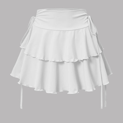 New Solid Color Skirt Women Summer Fashion Outdoor Versatile High Waist Slim Fit Elastic Waist Short Skirt Goods In Stock