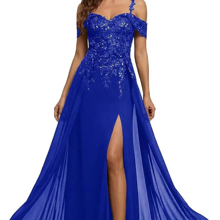 Sequin Lace Mother of The Bride Dresses for Woman with Slit Spaghetti Straps Long Formal Evening Dress