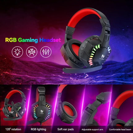 5-in-1 Set Gaming Combo Keyboard 4-color Breathing Light Mouse 3.5mm Gaming Headset Gaming Speaker Anti-slip Mouse - product
