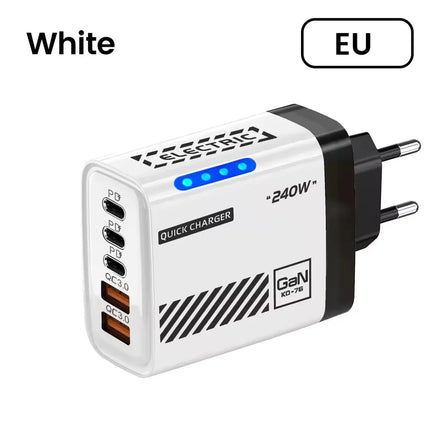 5 IN 1 GaN Desktop Charger For IPhone17 16Pro Laptop Samsung 240W Fast Charging Adapter USB-C To Type-C Cable 3PD - product i