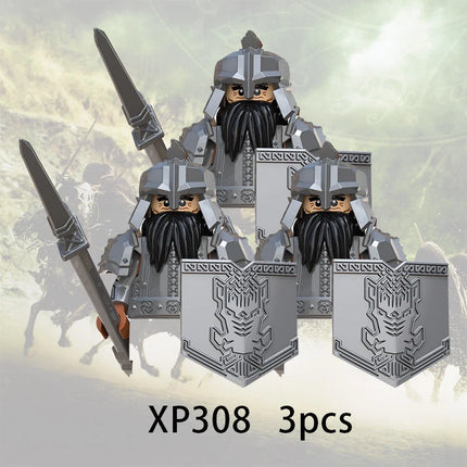 3pcs Lord Rings Elves Orcs Army Dwarf Rohan Mini Action Toy Figures Building Blocks Assembly Toys for Kids Birthday Gift