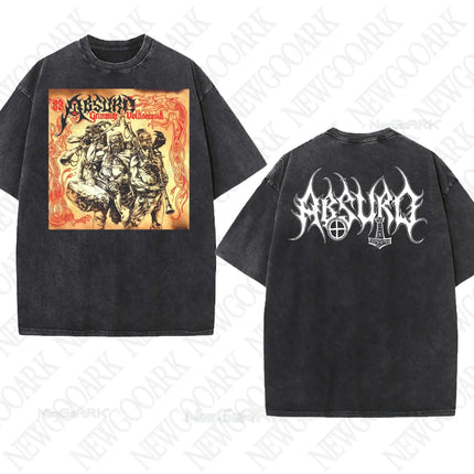 Black Metal Absurd Washed T Shirt Band Gothic Gift Mens Clothing Graphic Vintage Hip Hop T-shirt Streetwear Tees Short Sleeve