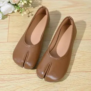 Fashion Soft Leather Split Toe Women Tabi Ballet Flats Spring Autumn Comfortable Walking Lazy Loafers Casual Girls Dance Shoes