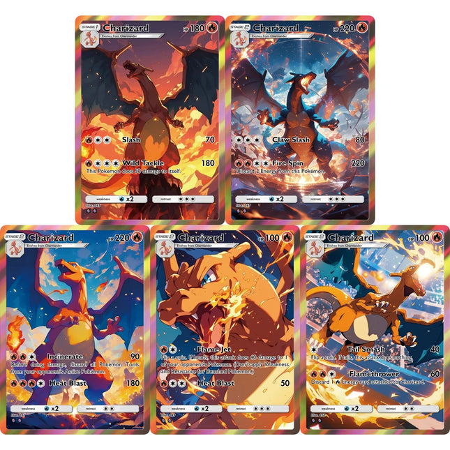 Potdemiel Pokémon-Karten Glurak Seltene Holo-Karte PTCG Sammelkarten Spielkartenset Sammlerstücke Pokémon Glurak-Karten Geschenk
