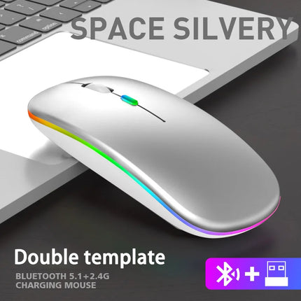 Wireless Mouse 2.4GHz Bluetooth Rechargeable Mouse Quiet Ergonomic Gaming Mouse With USB Backlight 1600DPI Mouse - product im