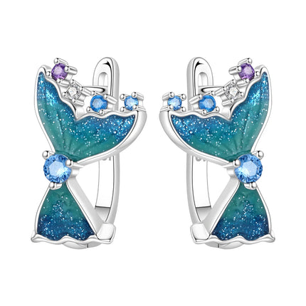 Orstarry 925 Sterling Silver Blue Zircon Starry Sky Earring Original Jewelry Hoop Earrings Women Jewelry Party Trendy Gifts