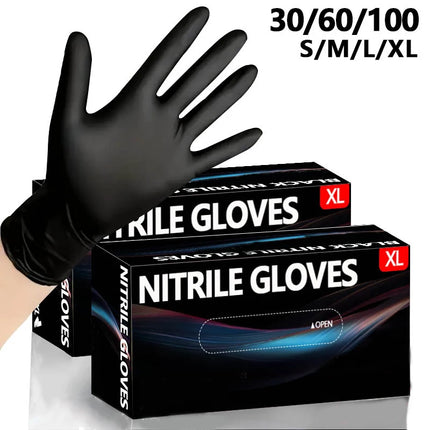 30/60/100PCS Disposable Black Nitrile Gloves Black Nitrile Gloves Cleaning Hairdressing Pet Tattoo Bathing Dishwashing