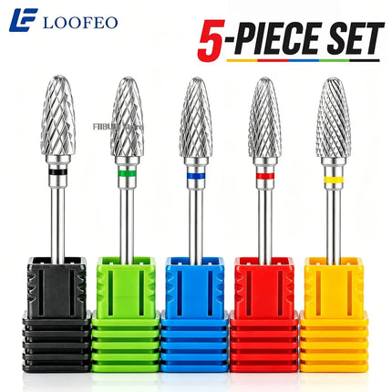 5pcs Stainless Steel Nail Drill Bit for Gel Removal Cuticle Burr Bits Milling Cutter For Manicure Pedicure Nail E-File Bit Set