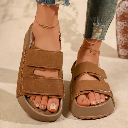 Fashion Women Sandals Summer New Simple Round Toe Non Slip Thick Sole Female Shoes Comfort Wear Resistant Soft Sole Sandals