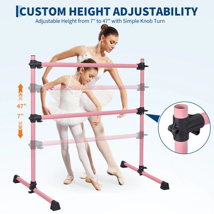 Ballet Barre 4FT Freestanding Dance Barre for Beginners,Home Practice, Pilates & Stretching | Heavy Duty Supports 350 Lbs, Adjustable Height,48 Inch Portable Ballet Bar for Kids & Adults,