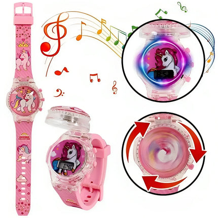 Girls Kids Children Cartoon Unicorn Collection Digital Electronic Flash Glow Up Light Colourful Birthday Party Gifts Watches
