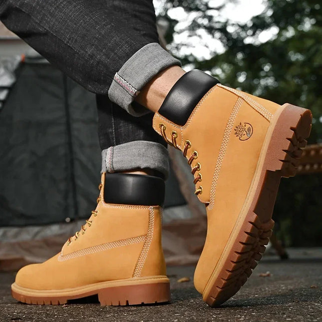 Stiefeletten Herren High Top Boots Hochwertige Damen Lederschuhe Fashion Outdoor Sneakers Herren Schnürung Rutschfeste Knöchelstiefel für Paare