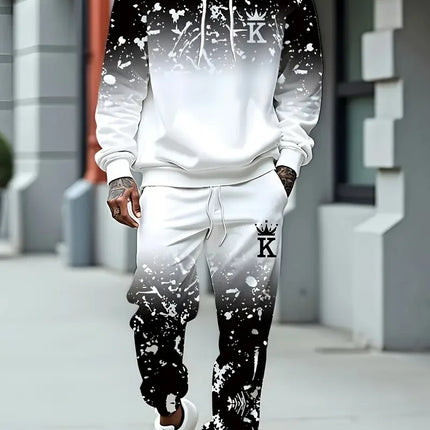 Autumn King 3D Printed Hoodie Suit Men Sweatshirts Sweatpants Casual Fashion Two Piece Tracksuit Set Men's Clothing