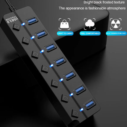 USB 3.0 Hub USB Hub 2.0 Multi USB Splitter Hub 100cm Long Cable Multiple Expander for Computer Laptop PC - product image from