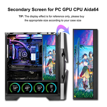 Wisecoco 14" 4K UHD 3840x1100 Portable Monitor IPS LCD Touch Screen Bar Monitor Secondary Screen for PC Computer Case GPU Aida64
