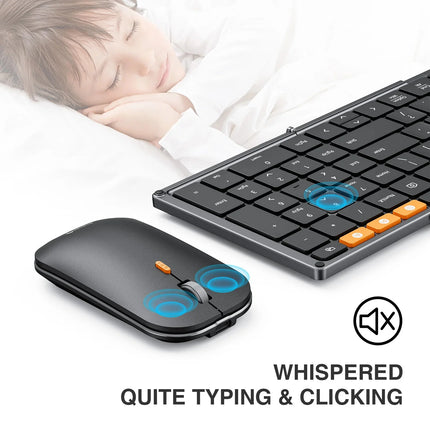 Foldable Keyboard And Mouse Portable Folding Full-size Bluetooth Keyboard Mouse Combo For Business And Travel - product image