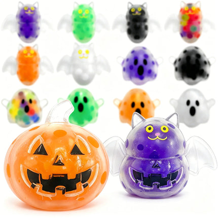 Spooky Halloween Squishy Bead Squeeze Ball Pumpkin Ghost Bat Shape Stress Relieving  Decompression Ornament Holiday Party Favor