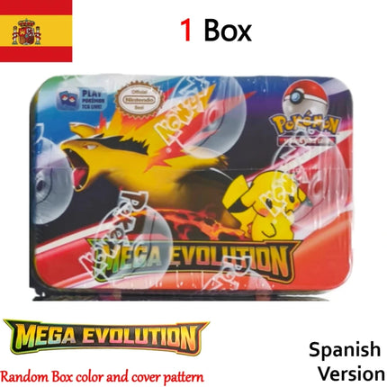 Pokemon Card Tin Box Set 42PCS Black Bolt White Flare Mega Evolution Game Anime Bank Cards for Children Collection Gift Kids Toy