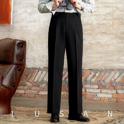 Italian Casual Wide-leg Trousers British High Waist Loose Straight-leg Trousers Gentleman's Non-ironing Long Pants Trendy Men