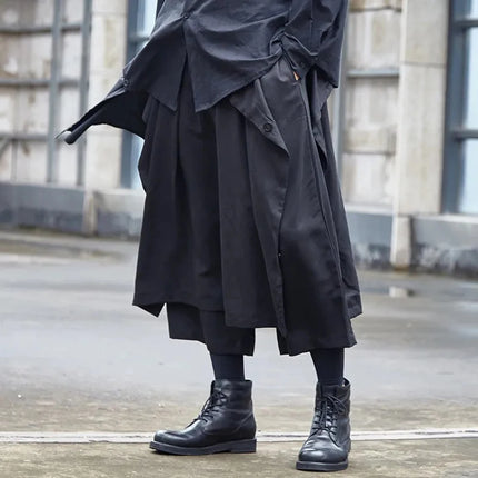 Gothic Dark Pants Y2k Irregular Side Button Samurai Pants Streetwear Fashion Nightclub Youth Trend Wide Leg Hakama Unisex 2026