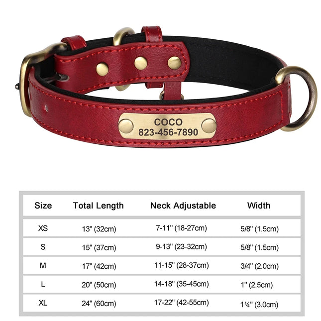 Personalized Customized Leather ID Nameplate Dog Collar Soft Padded Dogs Collars Free Engraving Name for - product image 11
