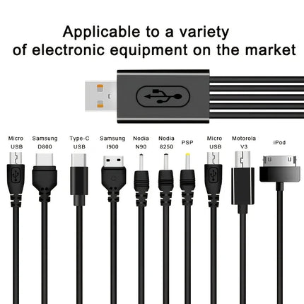 10In1 USB to Multi-ports USB Cable Universal Phone Charging Cable Multi-head Charging Cable Cord For Samsung Nokia - product