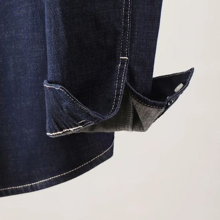 Men American Vintage Fashion Loose Casual Long Sleeve Denim Shirts Male Streetwear Plus Size Cargo Jeans Shirt Clothes