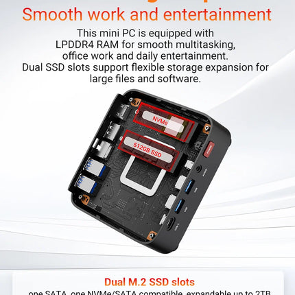 Firebat R3 Mini Pc Amd Ryzen7 7730U Ryzen5 7430U Ryzen3 4300U Lpddr4 16Gb Ram M.2 Sata 512Gb Ssd Wifi6 Bt5.2 1000m Lan Windows11 Portable Desktop Computer