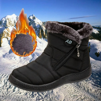 Women's Winter Snow Boots Faux Fur Lined Waterproof Ankle Booties Side Zipper Warm Outdoor Short Boots for Cold Weather