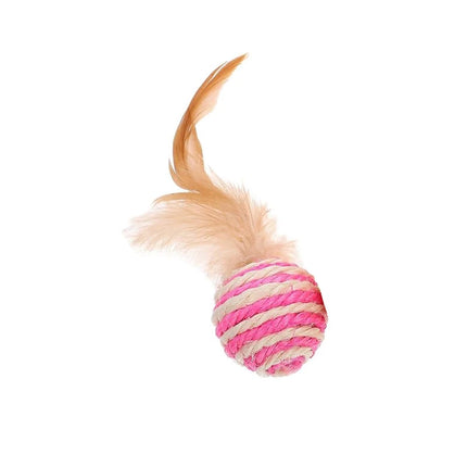Pet Cat Toys Sisal Feather Ball Cat Scratch Ball Toys Pet Supplies Random Color  игрушки для кошек