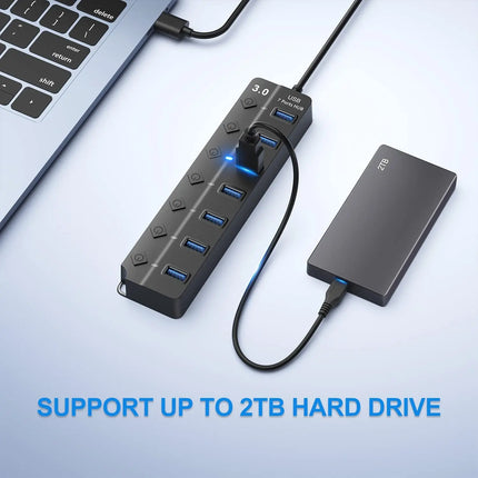 USB 3.0 Hub USB Hub 2.0 Multi USB Splitter Hub 100cm Long Cable Multiple Expander for Computer Laptop PC - product image from
