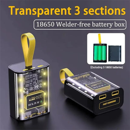 3*18650 Battery Charger Case DIY Power Bank Box Fast Charge 5V 2A Double USB Output Battery Storage Box With LED Night Light