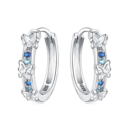 Orstarry 925 Sterling Silver Blue Zircon Starry Sky Earring Original Jewelry Hoop Earrings Women Jewelry Party Trendy Gifts