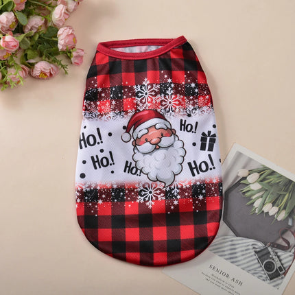 Cute Cat Vest Christmas Pet Costume For Small Medium Dogs Cats Apparel Funny Santa Claus Print Kitten T-shirt Dress Up Clothing