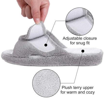Litfun Four Seasons Cotton Slippers For Women Casual Flat Slippers With Adjustable Straps Female Breathable Soft Cozy Home Shoes