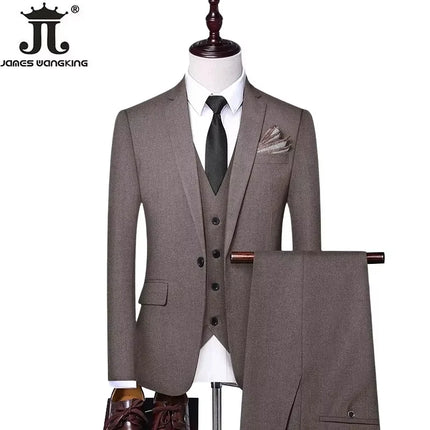 Blazer and Vest and Pants Boutique Fashion Solid Color Men's Casual Formal Office Business Suit Groom Wedding Dress Party Suit