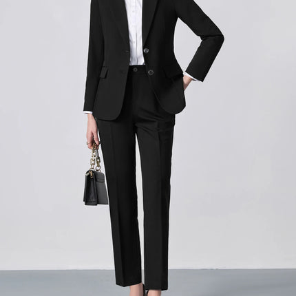 Single-Breasted Notch Lapel Suit Set: Slim-Fit Blazer & Formal Trousers, Minimalist Commuter Style with Elegant Sophistication