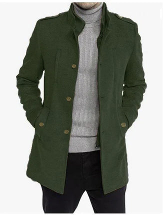 New Man Fashion Handsome Windbreaker Autumn Winter Double Collar Wool Coat Middle-aged Men Business Fashion Woolen Male Jackets