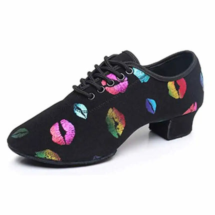 Women Latin Dance Shoes Suede Salsa Tango Ballroom Jazz Practice High Heels Comfortable Non Slip Performance Dance Sneakers
