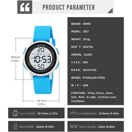 SKMEI 2427 Waterproof Child Electronic Watch Boy Girl Sport Colorful Children Digital Kids Wristwatches Shockproof Montre 1721