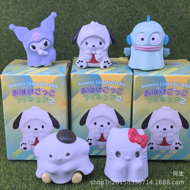 Sanrio Blind Box Toys Halloween Ghost Dress Up Figure Kuromi Hello Kitty Pochacco Hangyodon Doll Model Toys