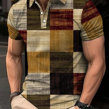 Fashion Harajuku Fitness Ropa Hombre Loose Casual Sportswear POLO Shirt Plaid Printing Button Short Sleeve Tee Shirts GYM Tops